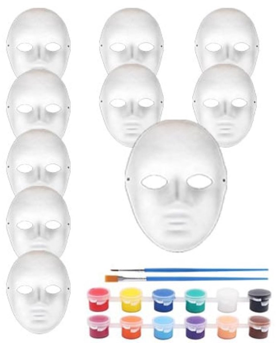 Killogood 10 dierenkostuummaskers - orkmaskers - papieren orkmaskers - doe-het-zelf handgeschilderde maskers - doe-het-zelf witte papieren maskers - geschikt voor carnaval - cosplay - Halloween - Vrouwengezicht (met studs)