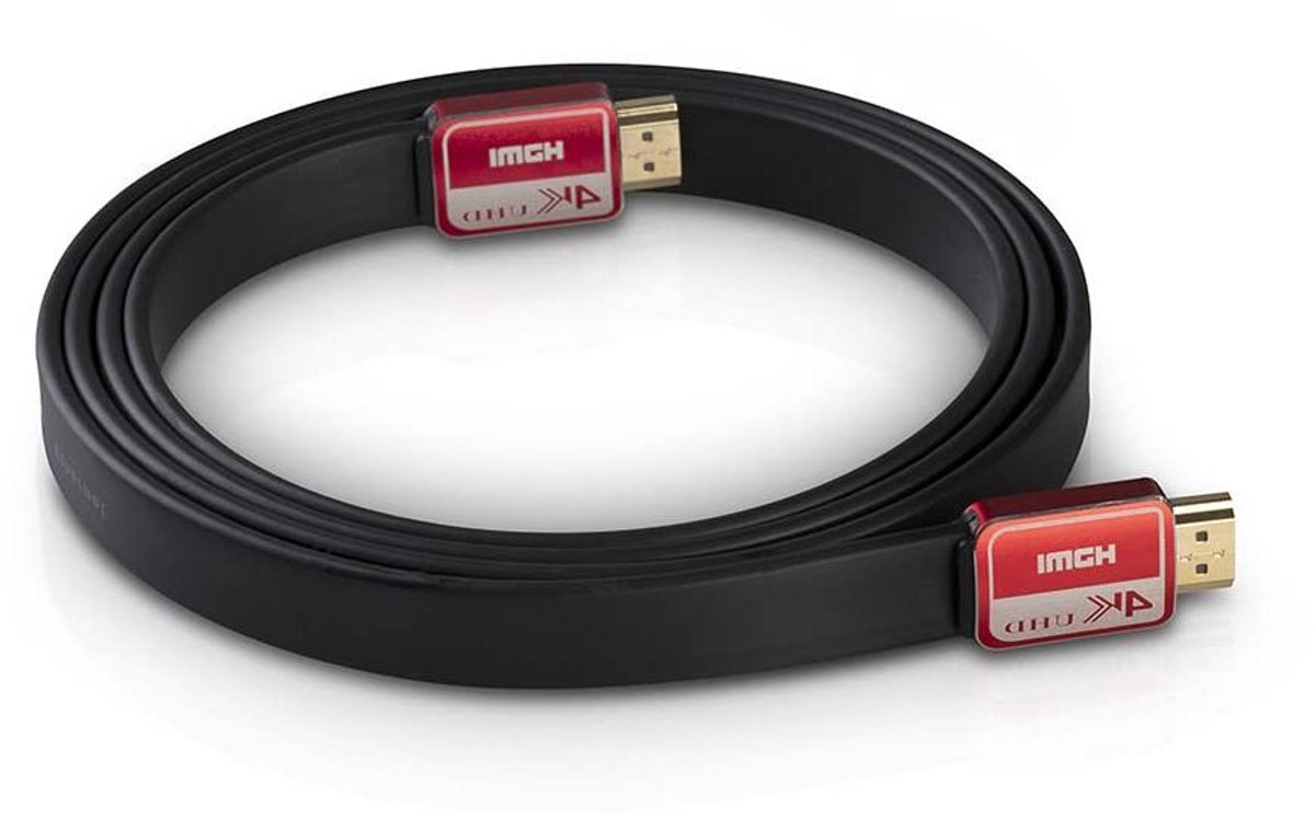 Platte HDMI Kabel - Highspeed Kabel - 4K Video Streamen - Vergulde Contacten - 1.5 meter - Zwart
