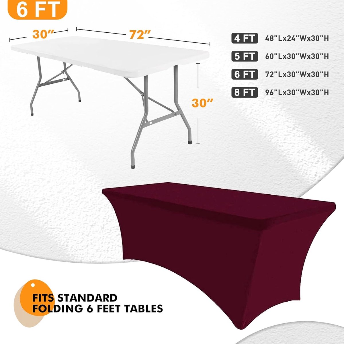 Spandex Tafelkleed - Stretch Tafelhoes - Feestelijke Decoratie - Kreukvrij Stof - 183 cm - Zwart