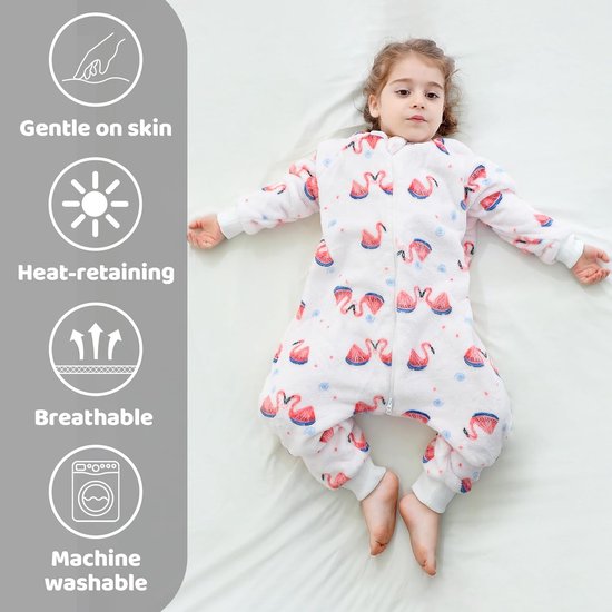 Slaapzak met voeten - Trappelzak pyjama - Baby slapen - Gedeelde voeten ontwerp - 25 TOG - Flamingo van slaapzak-met-voeten — afbeelding 3