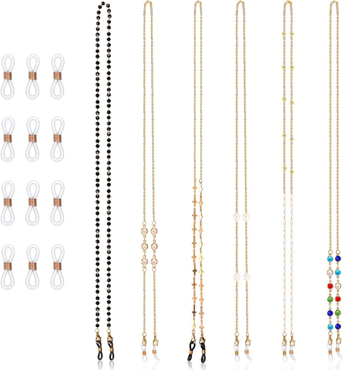 Elegante Brilketting voor Dames, Brilkoord met Rubber Ring, Ideaal voor Mode en Comfort
