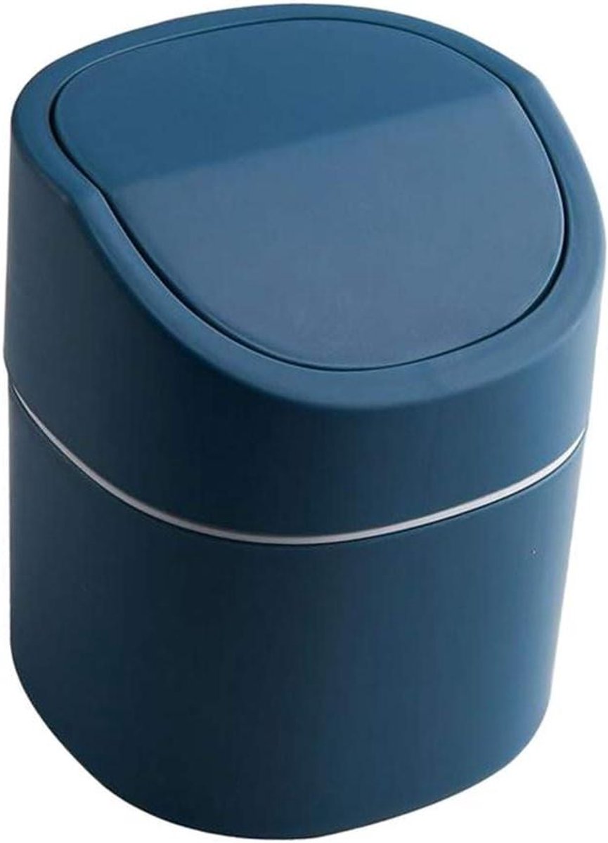 Mini Afvalemmer - Bureau Vuilnisbak - Bureau Opruimen - Met Deksel - 2 Liter - Blauw