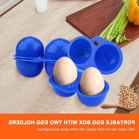 Set van 2 Draagbare Eieren Dozen voor Keuken, Camping en Picknick - Blauw, Ideaal voor Reizen en Opbergen — afbeelding 5