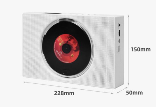 CD speler-Draagbare Verticale CD Speler met Bluetooth - Externe DVD Brander-Wandmontage & Desktop Design - 0-180° Verstelbare Standaard -Wit — afbeelding 5