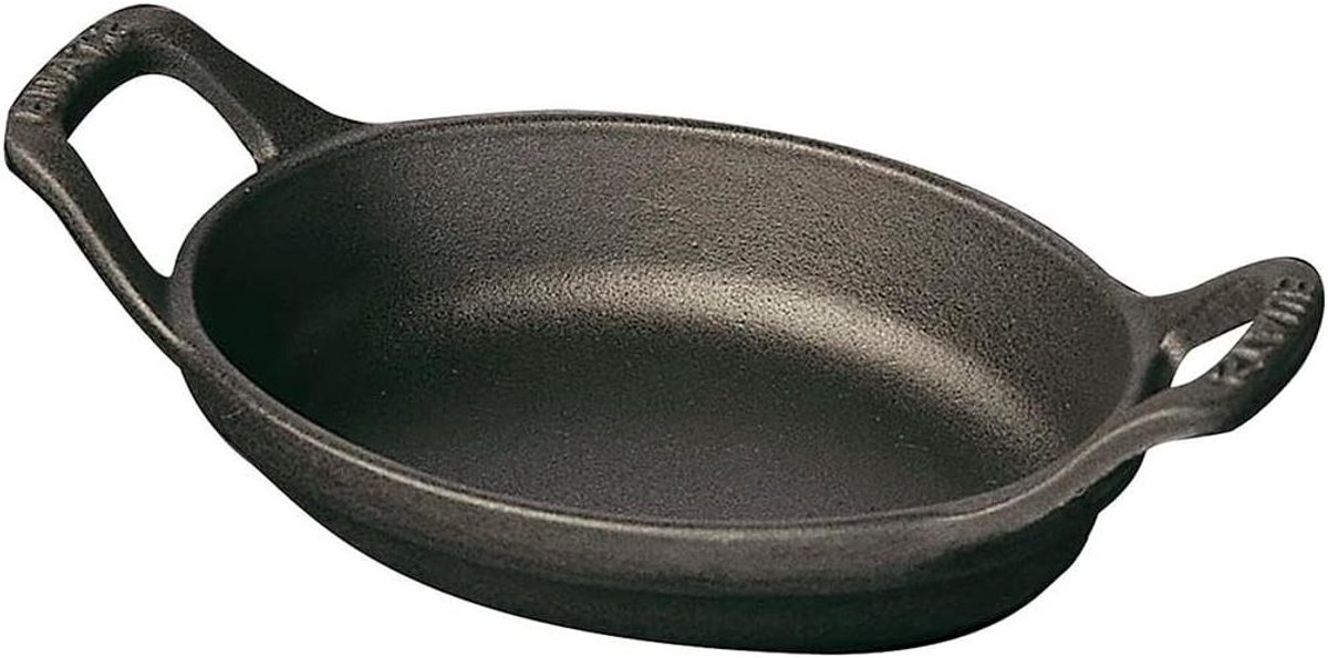 Ovenschaal - Mini kom - Koken en bakken - Gietijzer met emaille - 14 x 9.7 cm - Mat zwart
