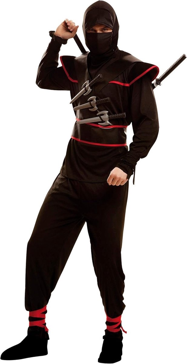 Ninja Asassin Kostuum Volwassenen Zwart Rood - Maat M-L
