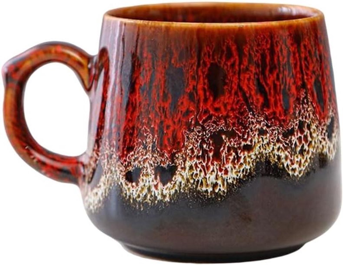 Keramische Mok - Theekop Latte - Thuisgebruik Kantoor - Met Handvat - 350ml Inhoud - Rood