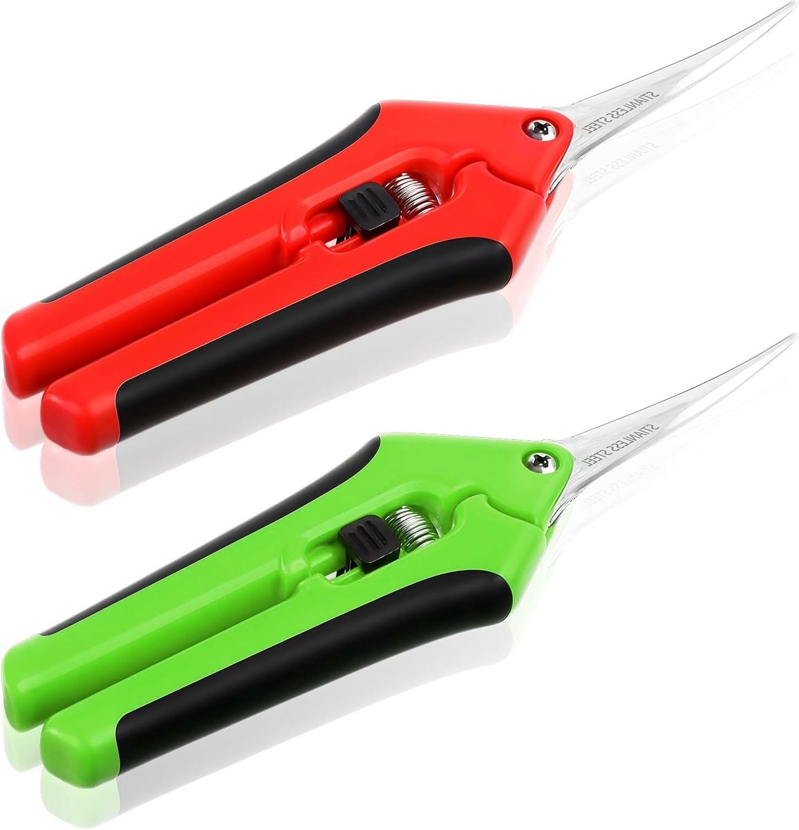 Set van 2 Tuinscharen voor Oogsten en Snoeien met Vergrendelbare Handgreep en Gebogen Titanium Gecoate Bladen, Ideaal voor Bonsai, Rozen en Planten, 16.5 cm