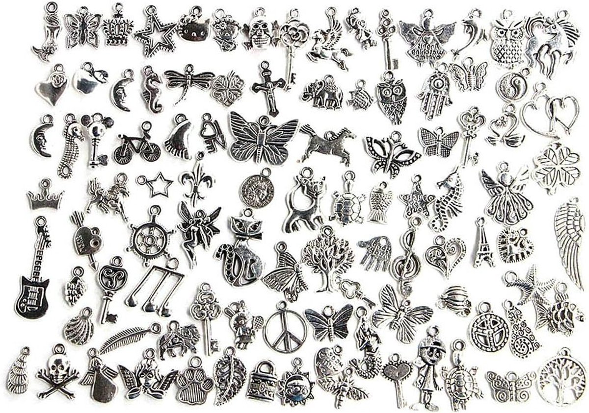 Antieke Zilveren Charms, Kralen voor Handgemaakte Sieraden, Perfecte Kwaliteit voor Armbanden en Kettingen