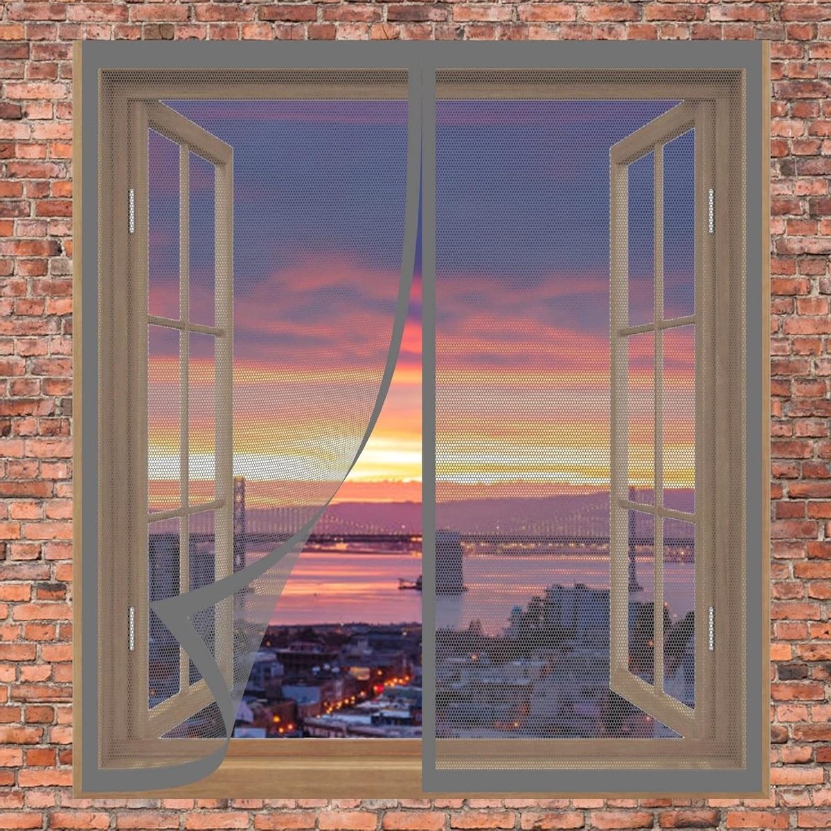 Insectenhor Raam - Horrengordijn Muggen - Buiten Lucht - Automatisch Sluitend - 110 x 160cm - Grijs