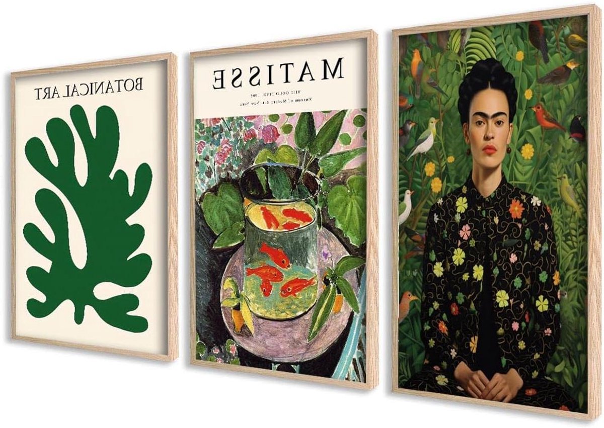 Poster Set - Wanddecoratie Prints - Interieur Verfraaien - Set van 3 - 50x70 cm - Groen
