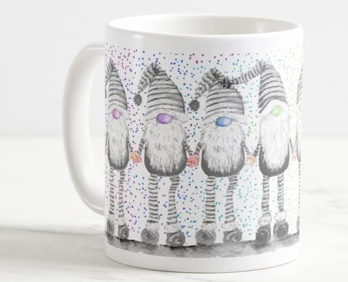 Keramische Mok - Thee Koffie Beker - Dagelijks Gebruik - Dubbelzijdig Bedrukt - 330 ml - Wit