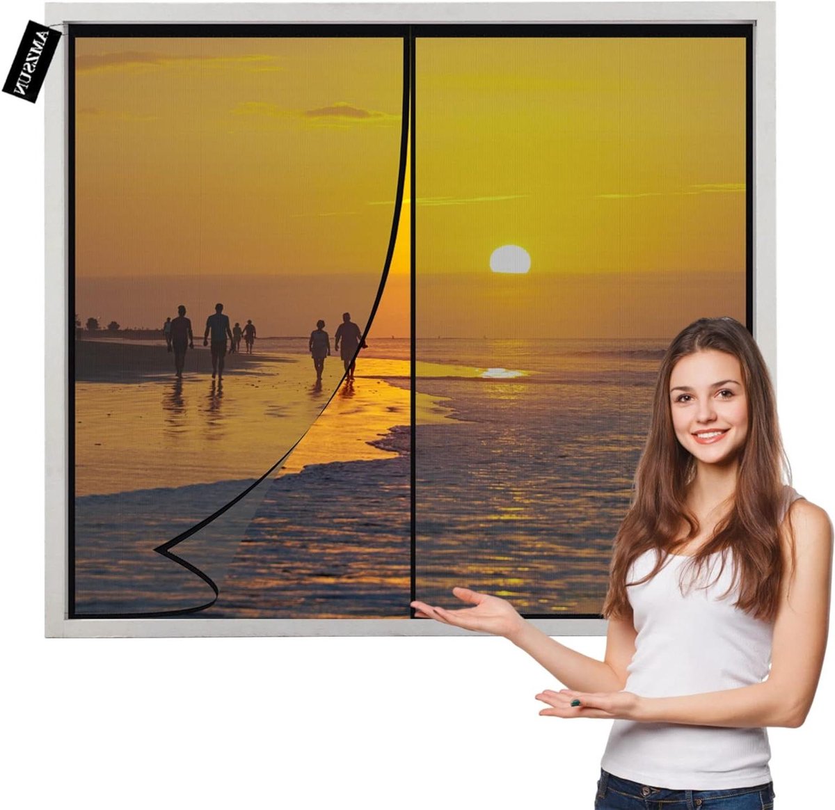 Raam Horren - Insectenwering - Buitenlucht Genieten - Automatisch Sluitend - 90x170cm - Zwart