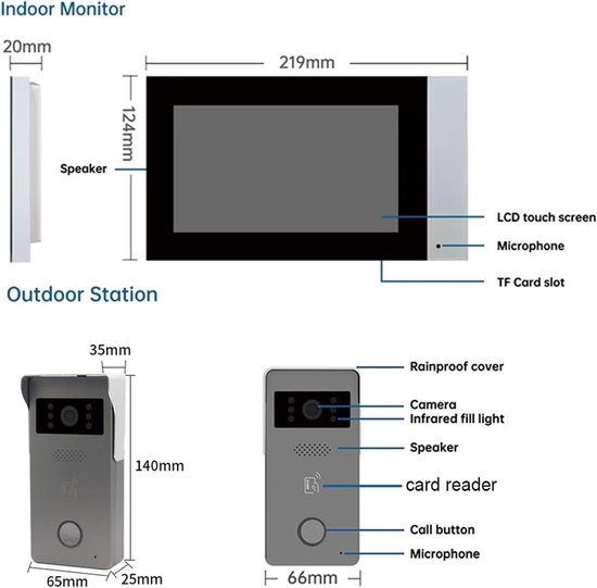 Ring Deurbel - Video Intercom - Huis Beveiligen - 1080P HD Camera - 7 inch Touchscreen - Zwart — afbeelding 5