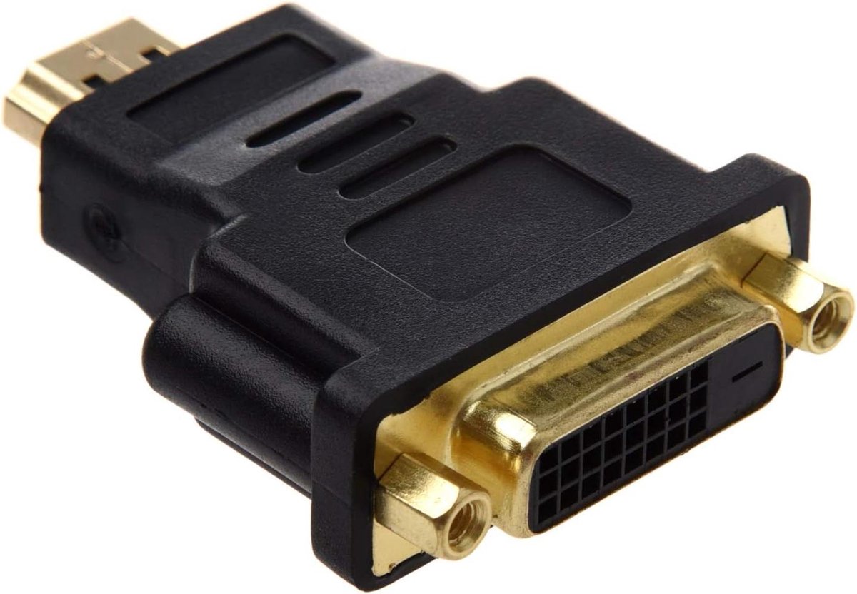 DVI Adapter - Kabel Connector - Beeld Verbinding - Vergulde Contacten - 24+1 Pin - Zwart