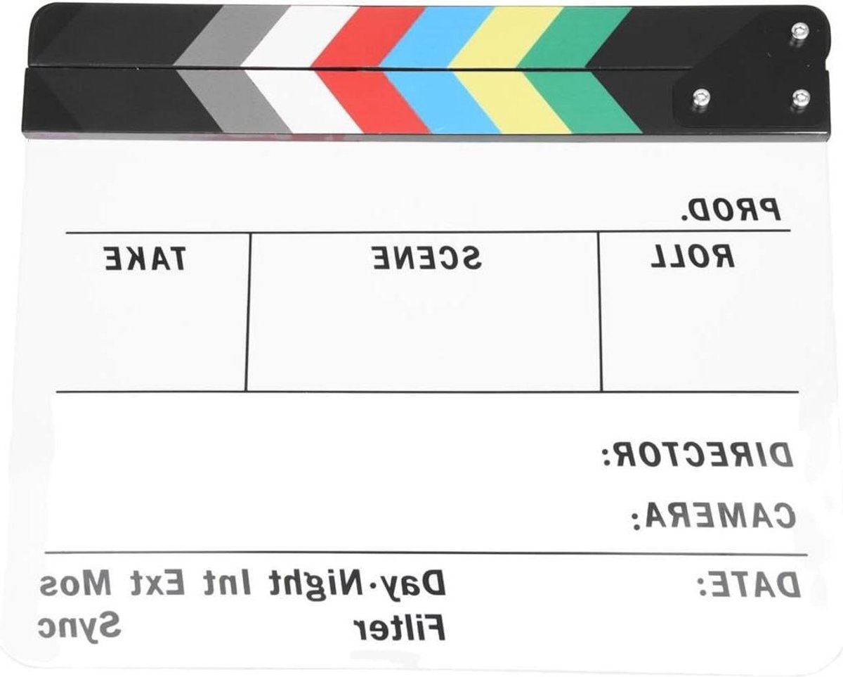Generieke Acryl Kleurrijke Clapperboard TV Film Cut Rollenspel Prop