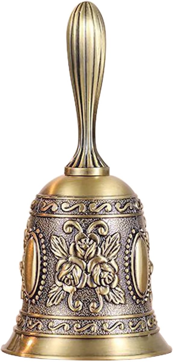 Klassieke Handbel - Servicebel Tafelbel - Gasten Ontvangen - Zuivere Luide Beltoon - 11.3 cm Hoogte - Goud — afbeelding 2
