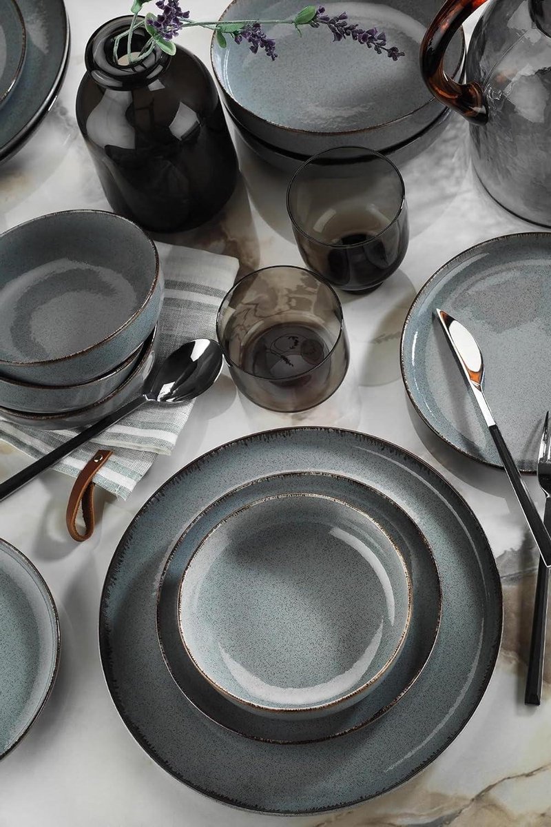 Dinerset 16-delig - Servies set - Tafeldekken - Vaatwasserbestendig - 4 personen - Turquoise
