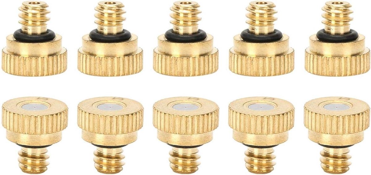 Messing Vernevelingsnozzles - Sproeikoppen Vernevelingssysteem - Buiten Koelen - Fijne Nevel - 0.2mm - Messing