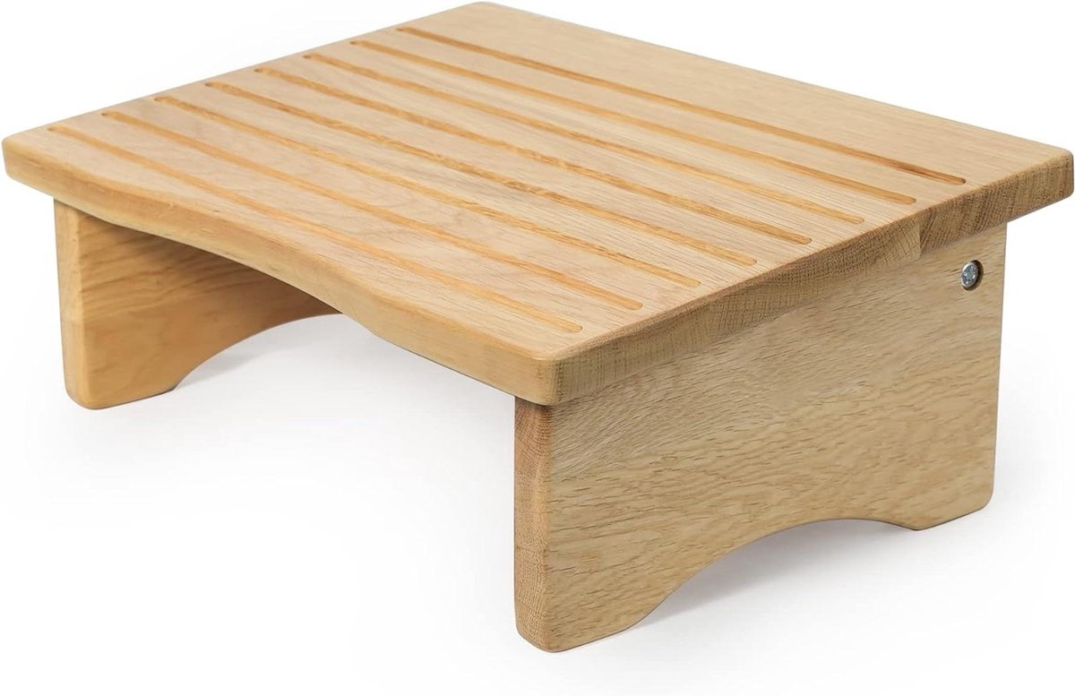 Ergonomische Voetsteun - Voetenbank Bureau - Ondersteuning Zittend Werk - Natuurlijk Massief Hout - 39.8 x 27.4 cm - Natuurlijk
