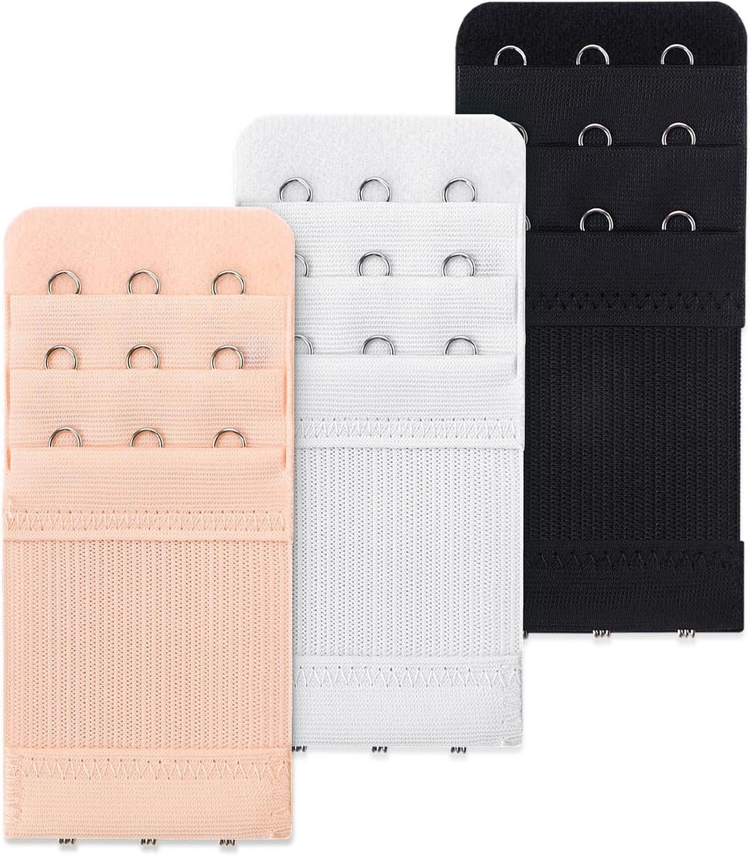 Comfortabele beha-extenders met 3 haken en 3 rijen - 3-pack rekbare beha-verlengstukken voor vrouwen