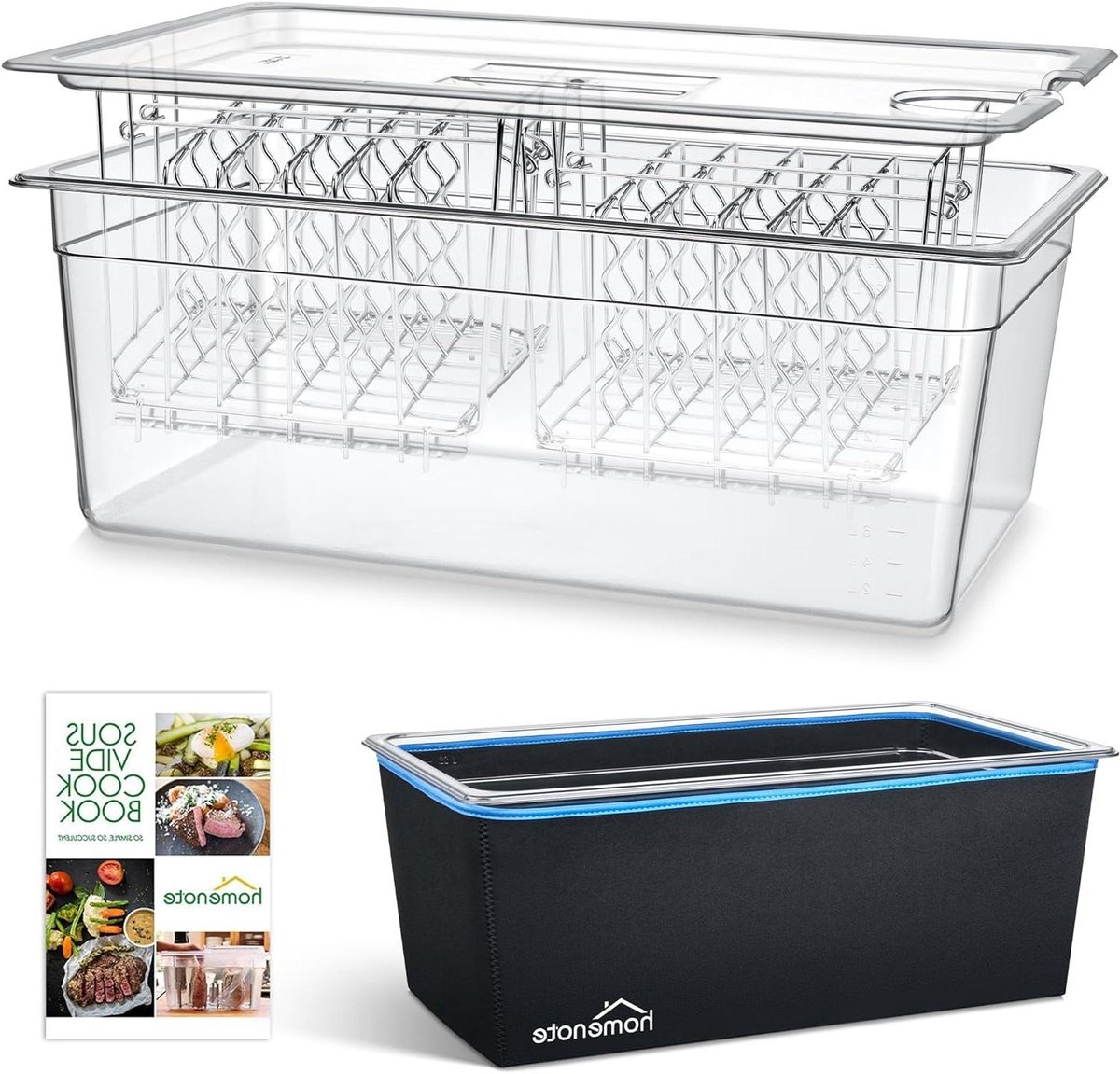Sous Vide Container Set - Vacuüm Kook Set - Precisie Koken - BPA-Vrij Polycarbonaat - 26 Liter - Transparant