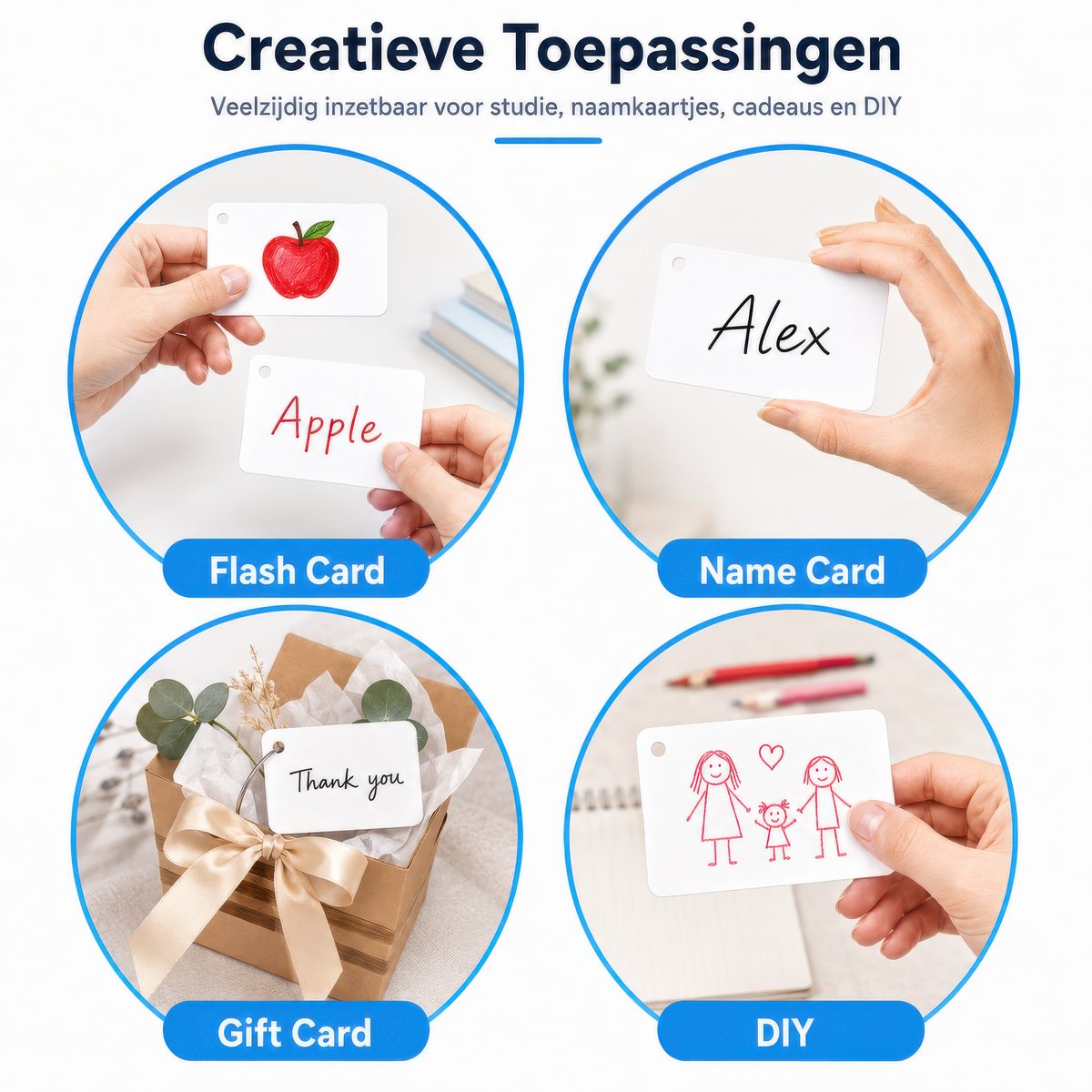 300 Stuks Blanco Mini Kraft Kaarten met 20 Klikringen & Papier Gaatjestang - Flashcards in Bewaarbox - Systeemkaarten Ringen - Karton Flitskaarten - Kraftpapier Cadeaulabels/ Bedankt Kaartjes - Lege Wenskaarten\Naamkaartjes - Kleine Verjaardagskaart — cadeau in Hobby - foto 5