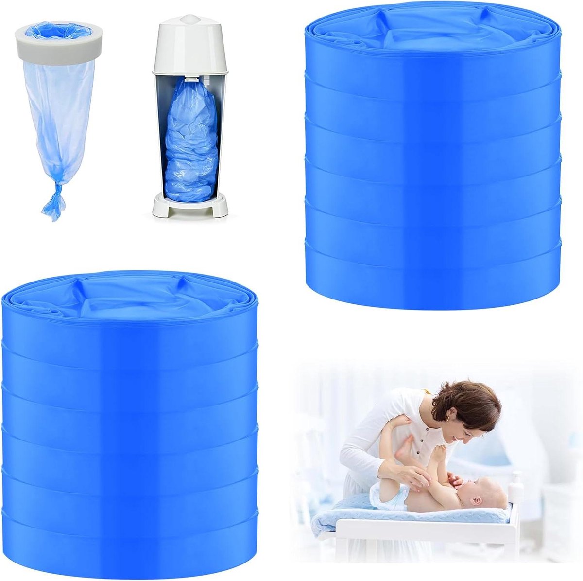Luieremmer Navullingen - Vuilniszakken - Babyverzorging - Universele Pasvorm - 12 Stuks - Blauw