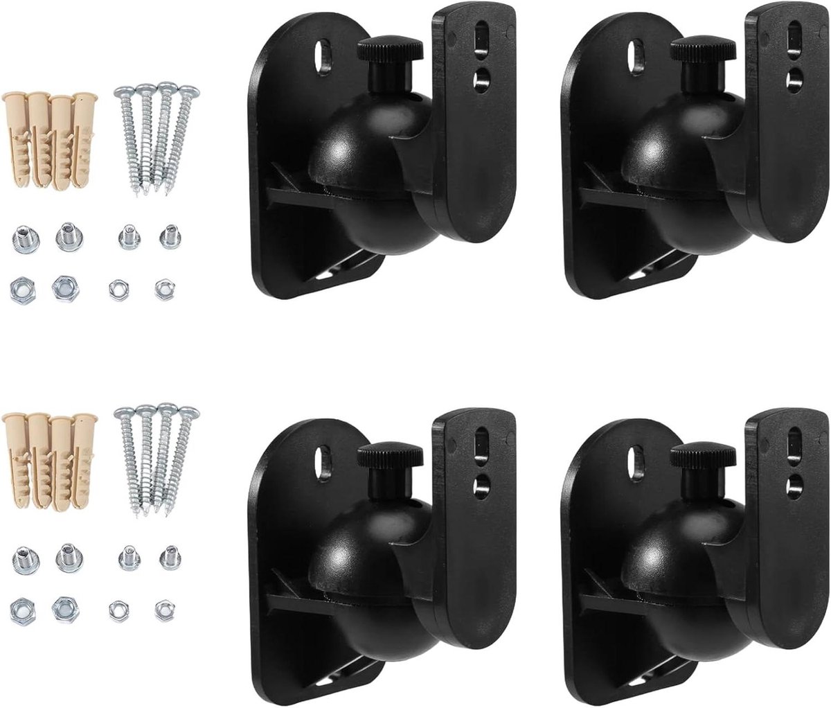 Luidspreker Muurbeugel - Speaker Ophanging - Home Cinema - Verstelbare Hoek - 4 stuks - Zwart