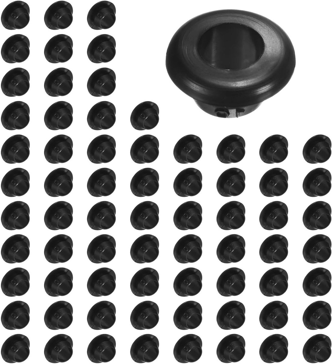 70-Pack Rubber Grommets voor Kabelreling, 10mm Boorgat, 8mm ID Oogring, Geschikt voor Draad, Auto en Metaal Kabelpalen
