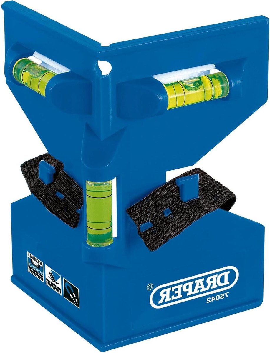 Post Waterpas - Paal Nivelleer Tool - Palen Uitlijnen - Magnetisch en Elastisch - 75 cm - Blauw