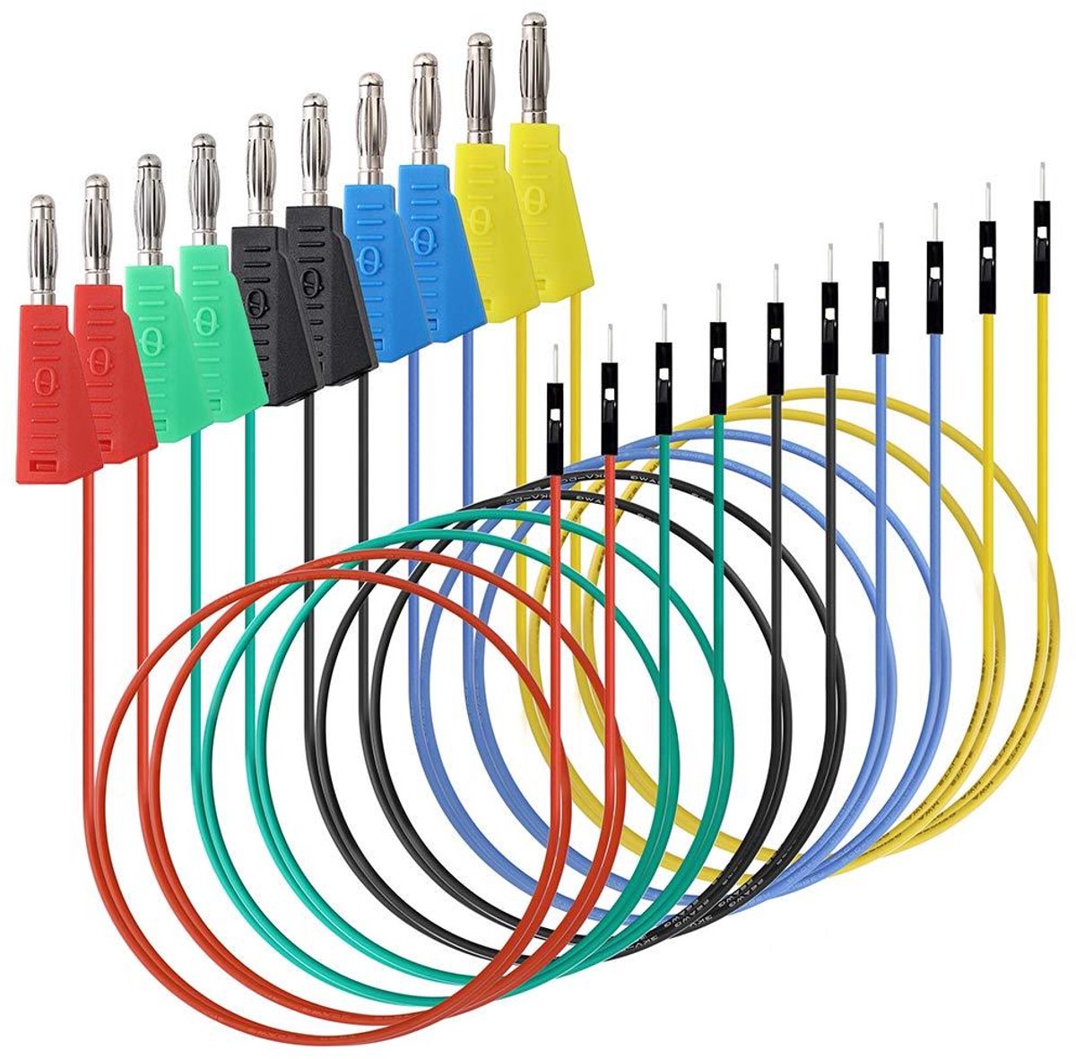 Testkabels - Banaanstekker kabels - Elektronica testen - Siliconen draad - 30 cm - 5 kleuren