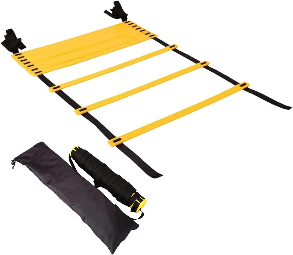 Behendigheidsladder - Trainingsladder - Voetwerk Verbeteren - Inclusief Draagtas - 500 x 40 cm - Zwart