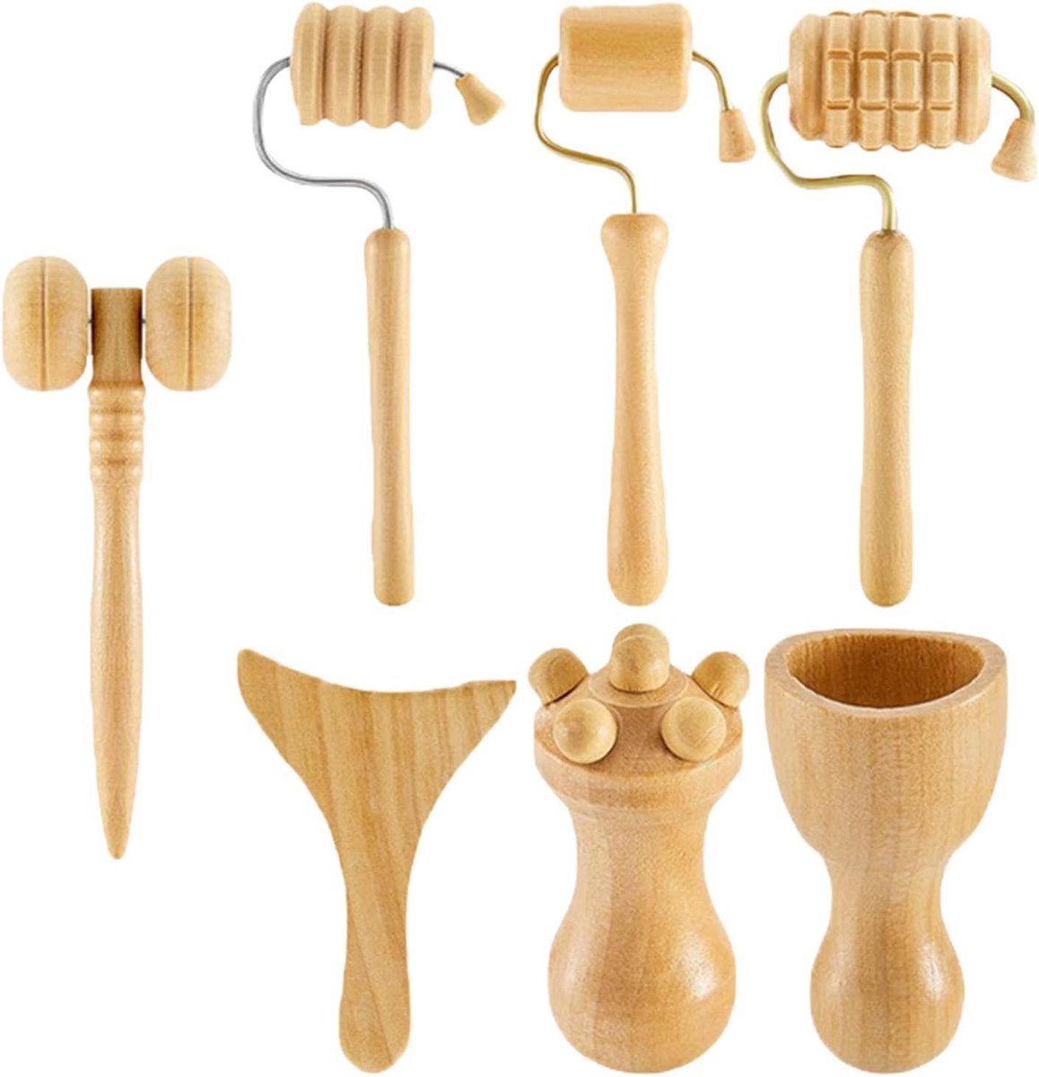 Houten Massage Tools - Houten Massager - Spierontspanning Bevorderen - Milieuvriendelijk Materiaal - 20 x 12 x 4 cm - Houtkleur