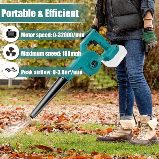 Accu Bladblazer - Draadloze Bladzuiger - Tuinonderhoud - 2-in-1 Functionaliteit - 2x 3.0 Ah Accu - Blauw — afbeelding 3
