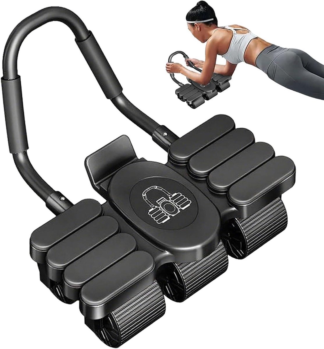 Buikspier Trainingsapparaat - Ab Roller Wiel - Core Training - Automatische Terugvering - 6 Wielen - Zwart