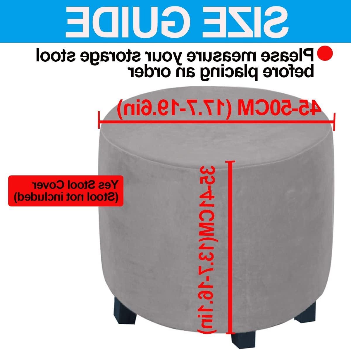 Ronde poefhoes - Voetenbank beschermhoes - Woonkamer decoratie - Rekbaar fluweel - 45-50cm diameter - Donkerbruin