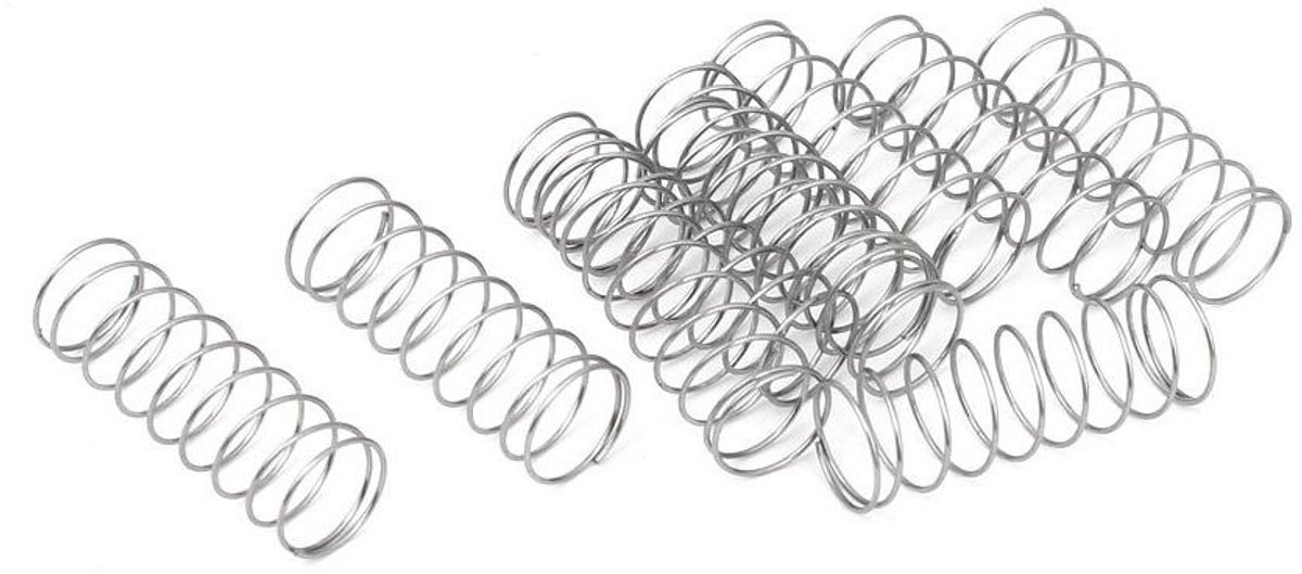 Compressieveren Set - Metaaldraadveer - Apparaat Reparatie - Roestvrij Staal - 10 Stuks - Zilverkleurig