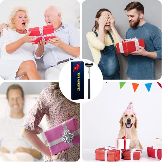 Rugkrabber met geschenktas, draagbaar metaal, roestvrij staal, telescopisch massagegereedschap, cadeau/kousenvulling voor mannen en vrouwen — afbeelding 4