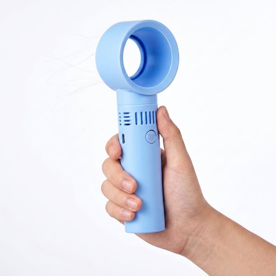 Lomera Bladloze Ventilator USB-C Oplaadbaar Stil Veilig Draagbaar Mini Hand- en Tafelventilator Blauw