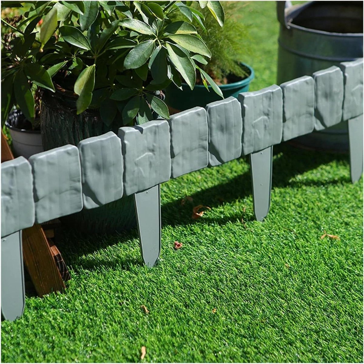 Tuingrond verfraaiing - Gazonranden - Buiten decoreren - Natuursteen look - 10 stuks - Grijs