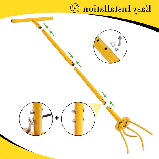 Tuinklauw met steel - klein formaat - hoogte 99 cm - klauwgrootte 13,5 cm - verticuteermachine - onkruidverwijderaar - bodem losmaken - tuinonderhoud van Merkloos	 — afbeelding 3