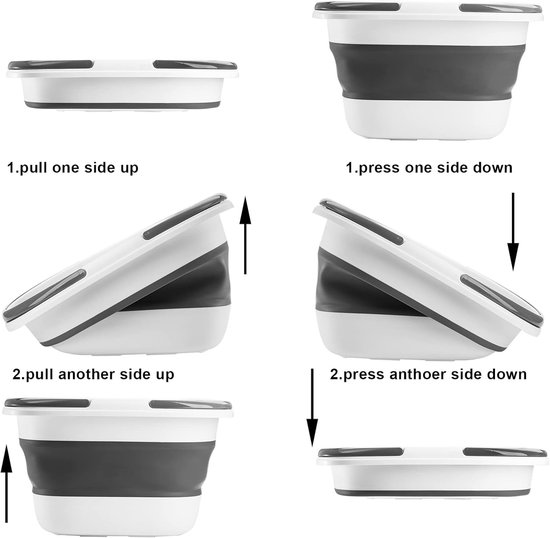 Opvouwbare Emmer - Was Mand - Huis Schoonmaken - Ruimtebesparend Ontwerp - 16 Liter - Grijs — afbeelding 5
