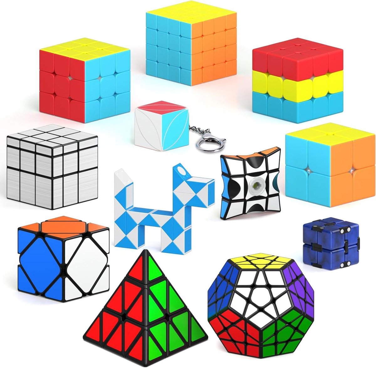 Puzzel Kubus Set - Draai Puzzel - Hersenen Trainen - Stickerloos Ontwerp - 2 Stuks - Diverse Kleuren