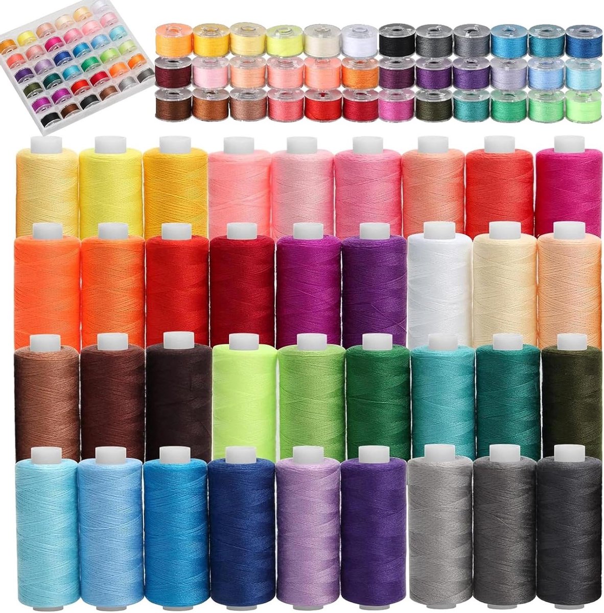 Naaigaren Set - Polyester Draden - Knutselen en Repareren - 36 Kleuren Assortiment - 72 Klostjes - Multicolor