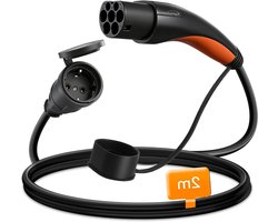 Type 2 naar Schuko Adapter - Laadkabel Adapter - Elektrisch Laden - Veilig & Robuust - 2 Meter - Zwart