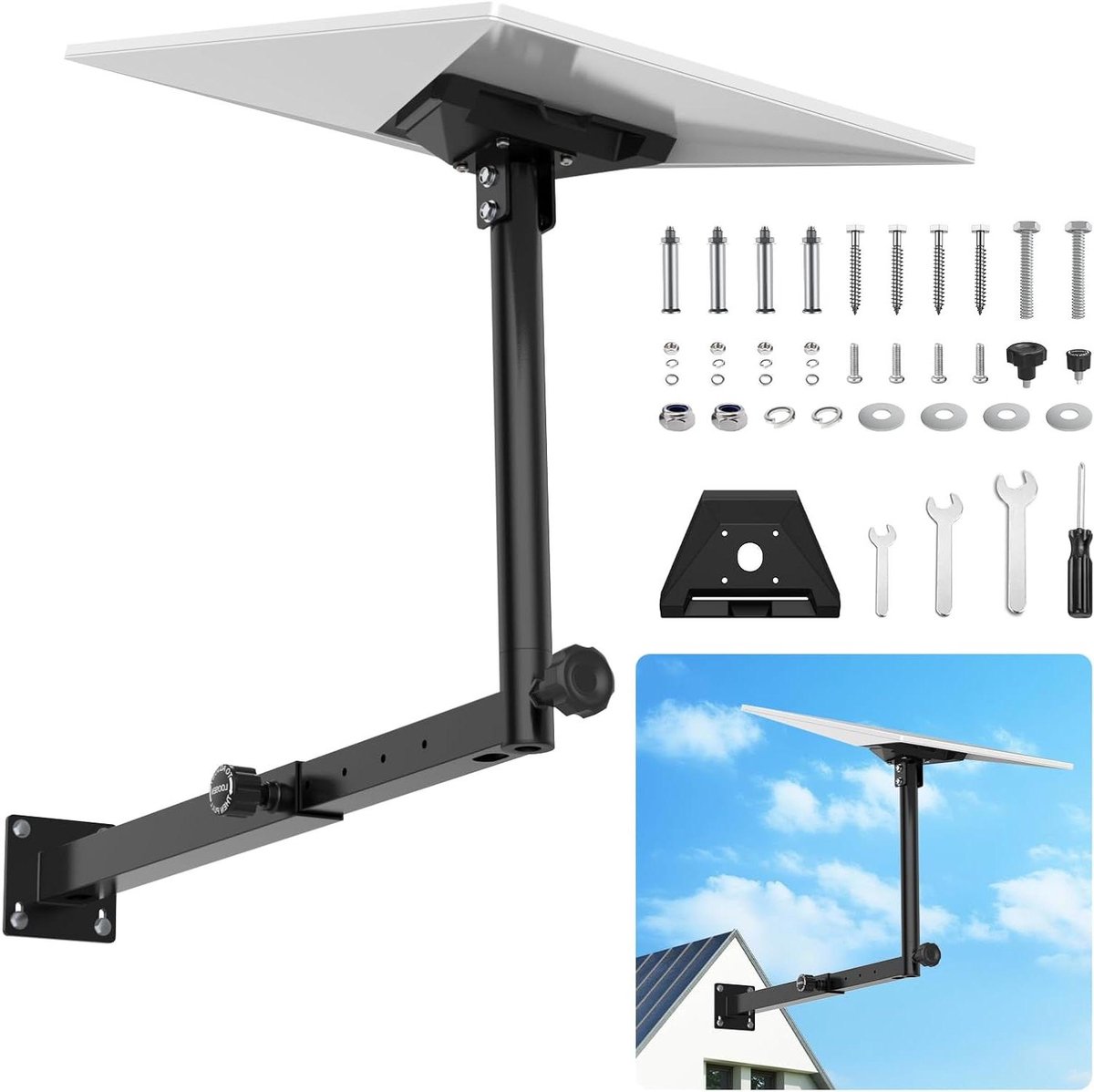 Montageset Schotel - Satelliet Beugel - Internet Ontvangst - Verstelbare Arm - 44 cm - Zwart