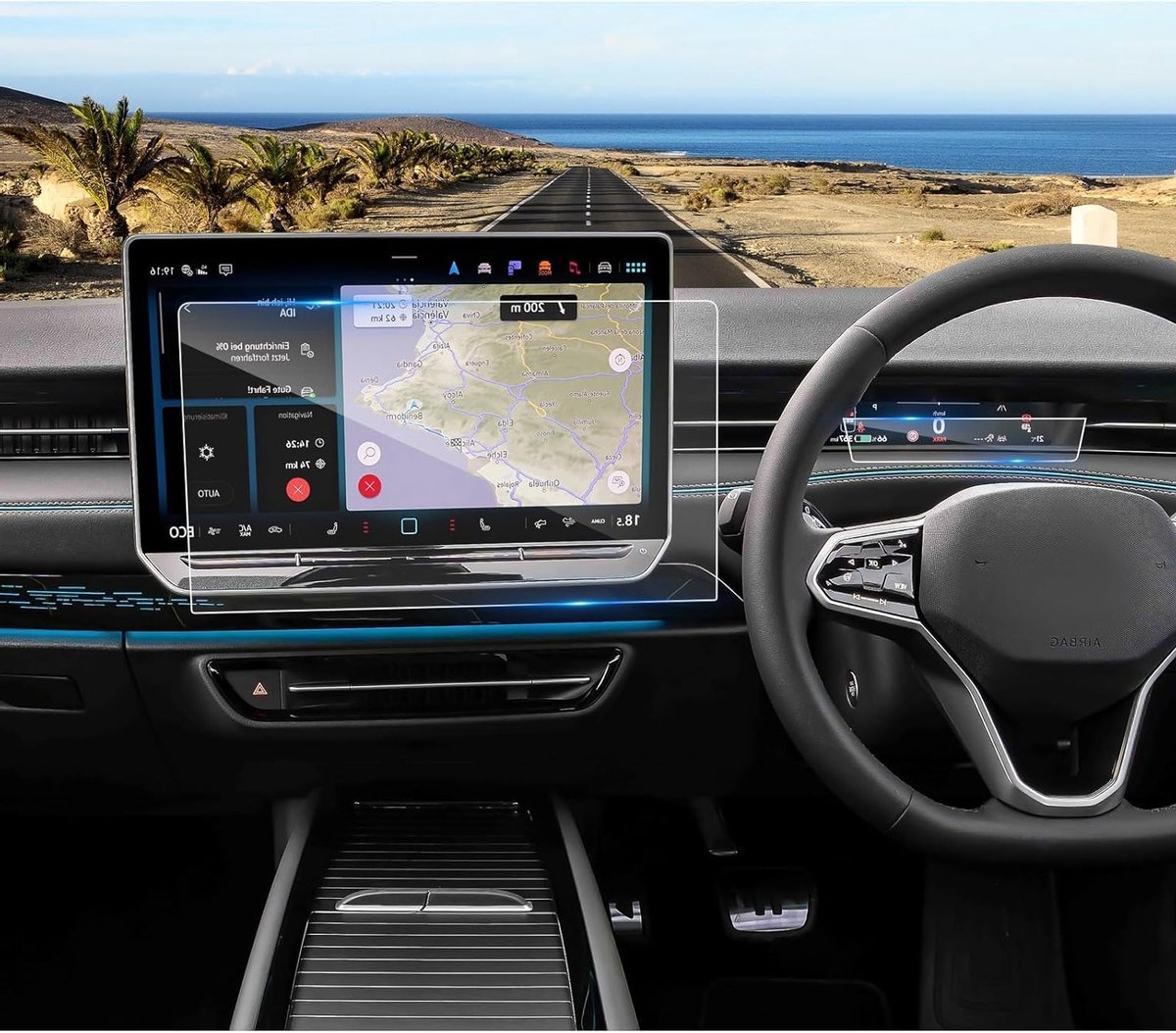 2 x Dashboard Screen Protector voor VW ID.7 2024 2025, 15 Inch Gehard Glas Bescherming voor Navigatie en Schermveiligheid