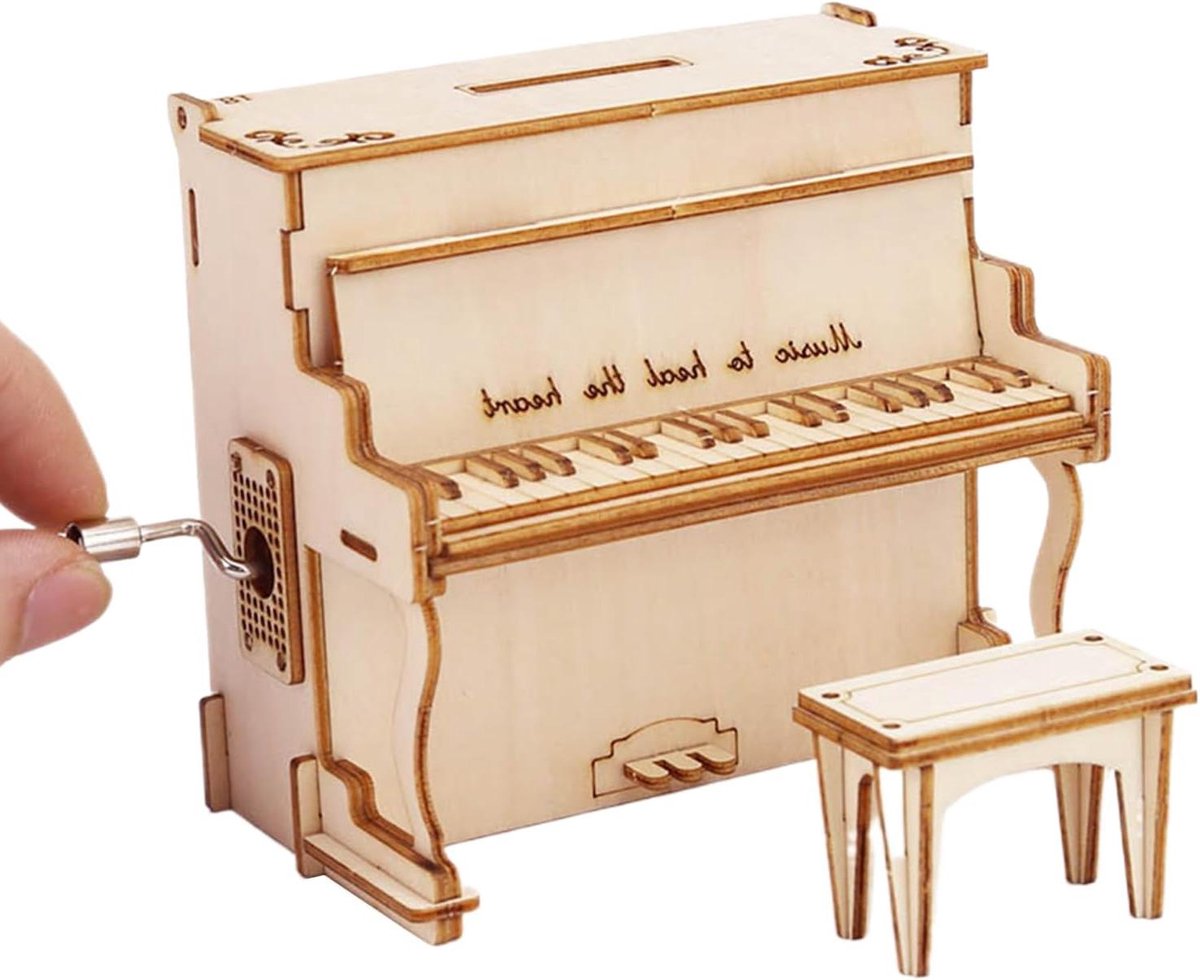 Houten Muziekdoos Puzzel - 3D Hout Puzzel - Hobby Bouwen - Met Muziekspeler - 22.5 x 13.9 x 0.1 cm
