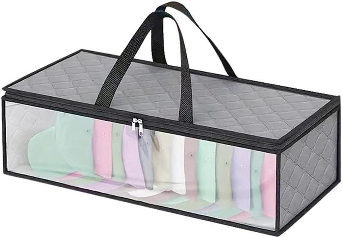 Opbergtas onder bed - Organizer box - Ruimte Besparen - Met rits - 51x20x21cm - Grijs